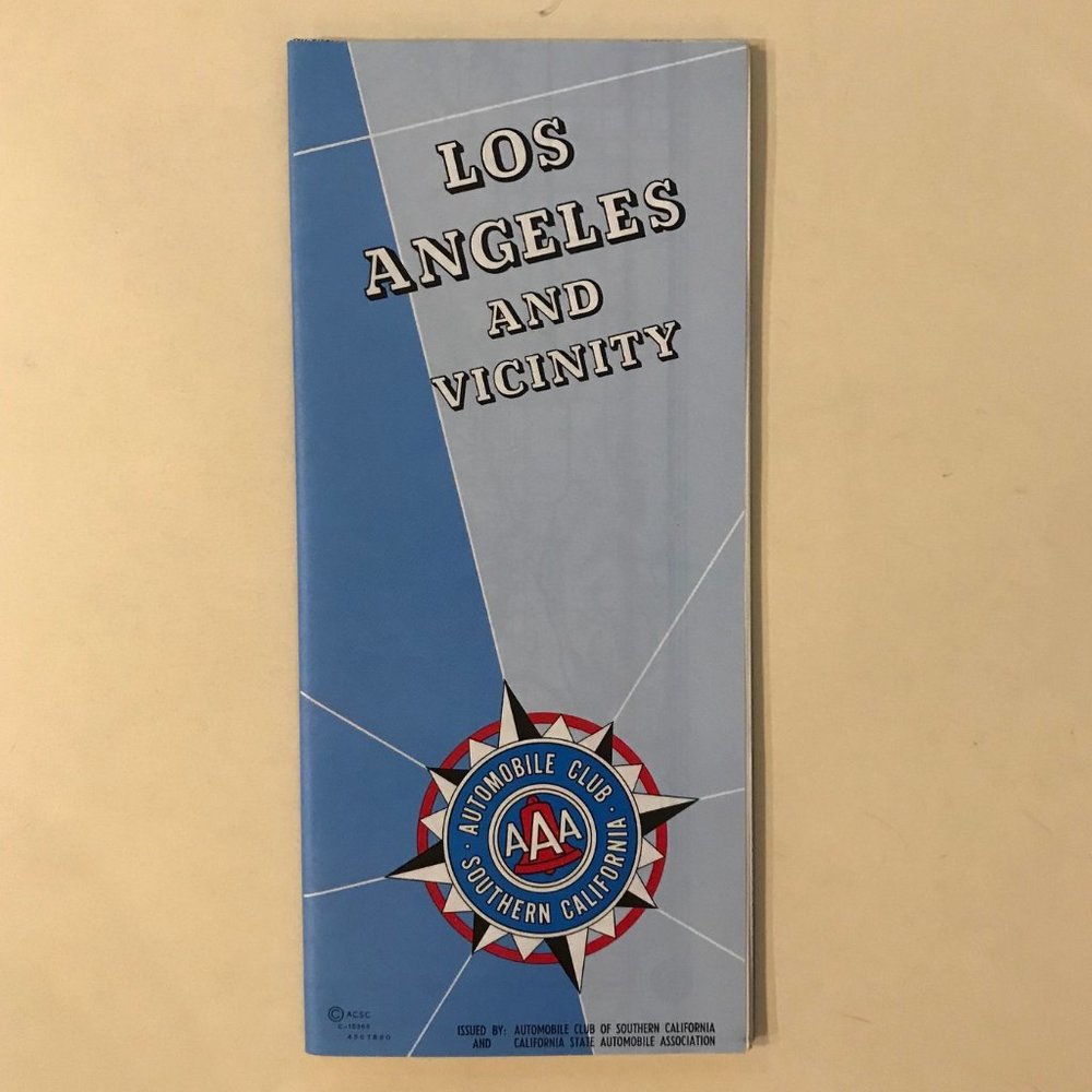 VINTAGE Los Angeles and Vicinity folded AAA map